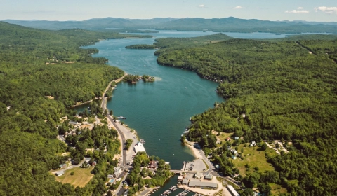 Aerial view of Alton Bay looking north, 1980s